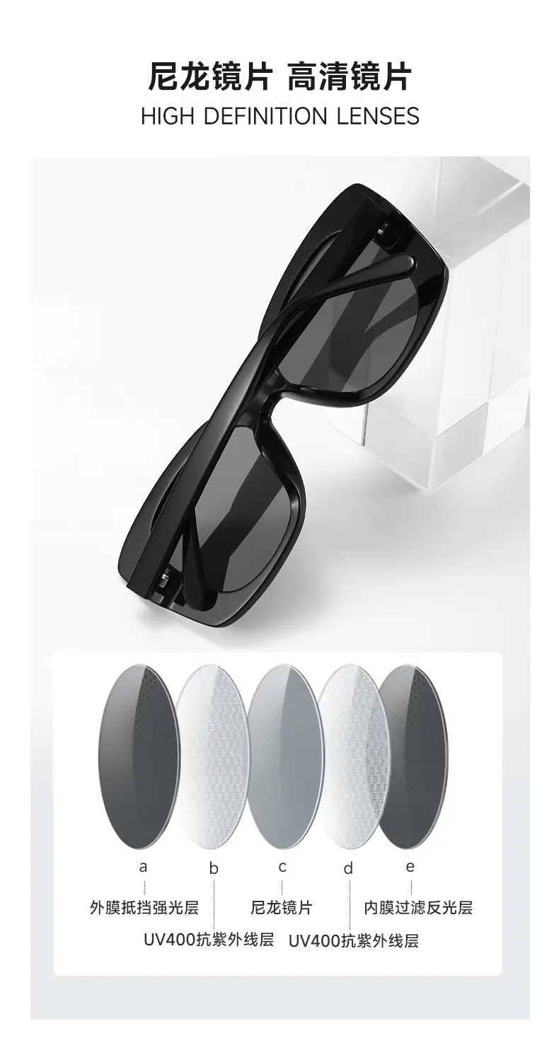 Xin Zhilei Acetate Sunglasses Black UV Protection Large Frame — feature 7