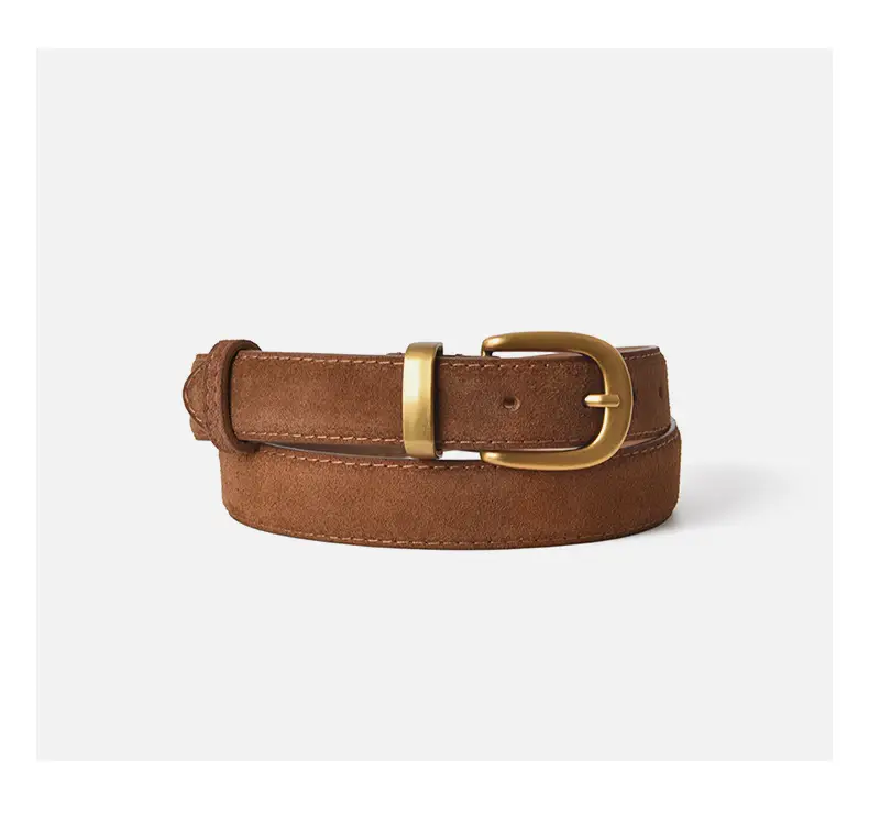 Women's Black Suede Belt with Gold Buckle — feature 10