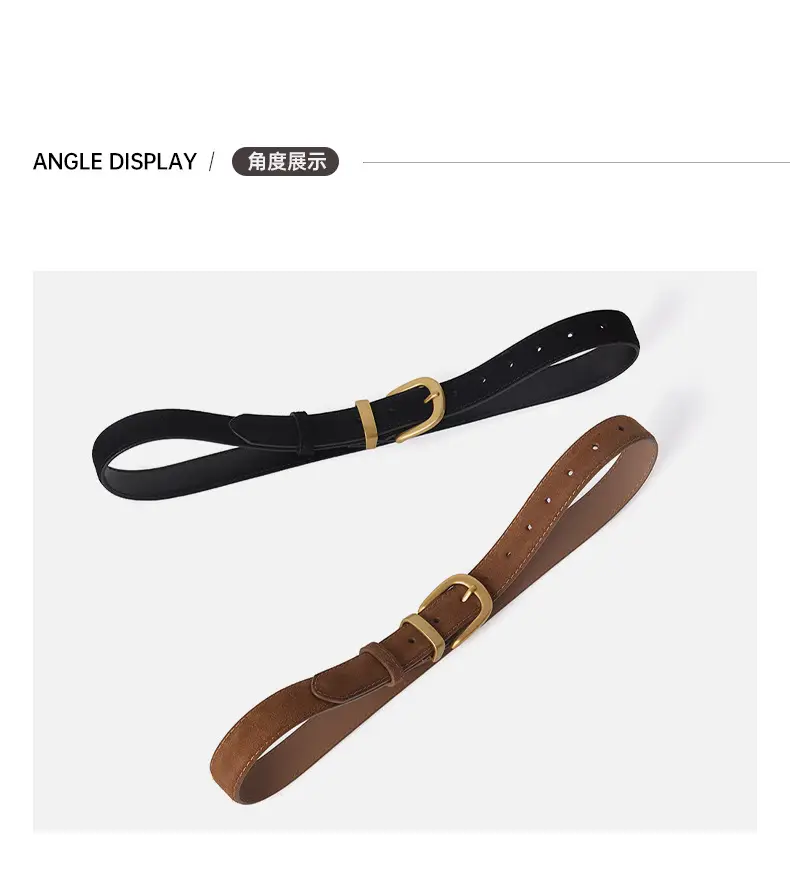 Women's Black Suede Belt with Gold Buckle — feature 8