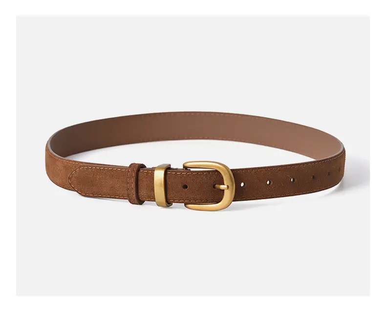 Women's Black Suede Belt with Gold Buckle — feature 9