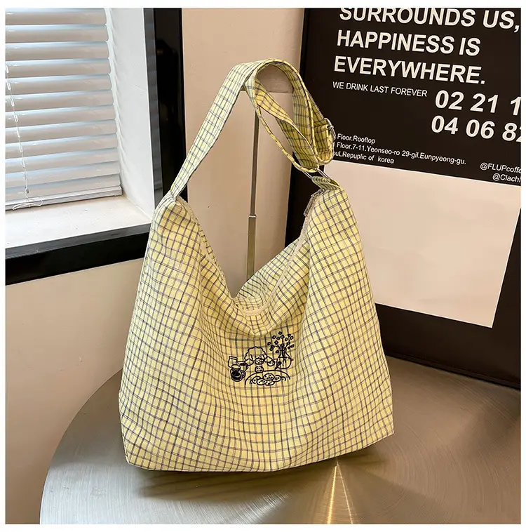 Yellow Checkered Crossbody Bag for Women 2025 - Image 2