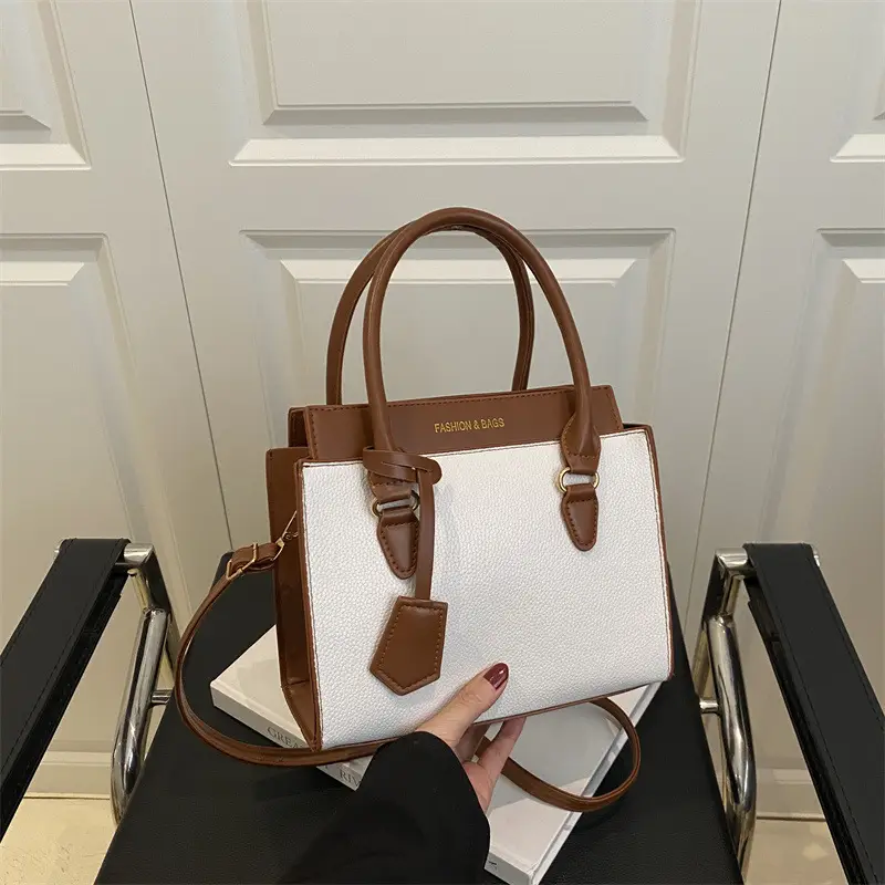 White Brown Textured Shoulder Bag for Women - Image 6