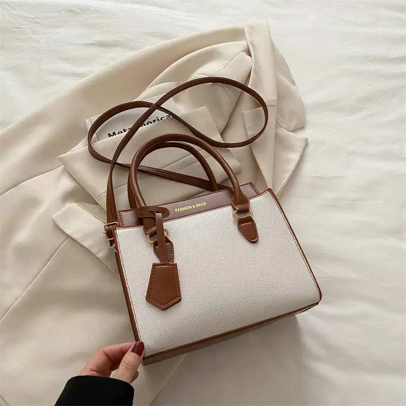 White Brown Textured Shoulder Bag for Women - Image 2