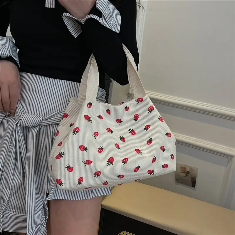 Women's Striped Flannel Tote Bags 2025 Summer - Image 2