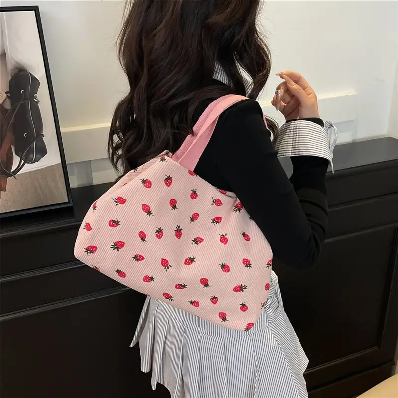 Women's Striped Flannel Tote Bags 2025 Summer - Image 3