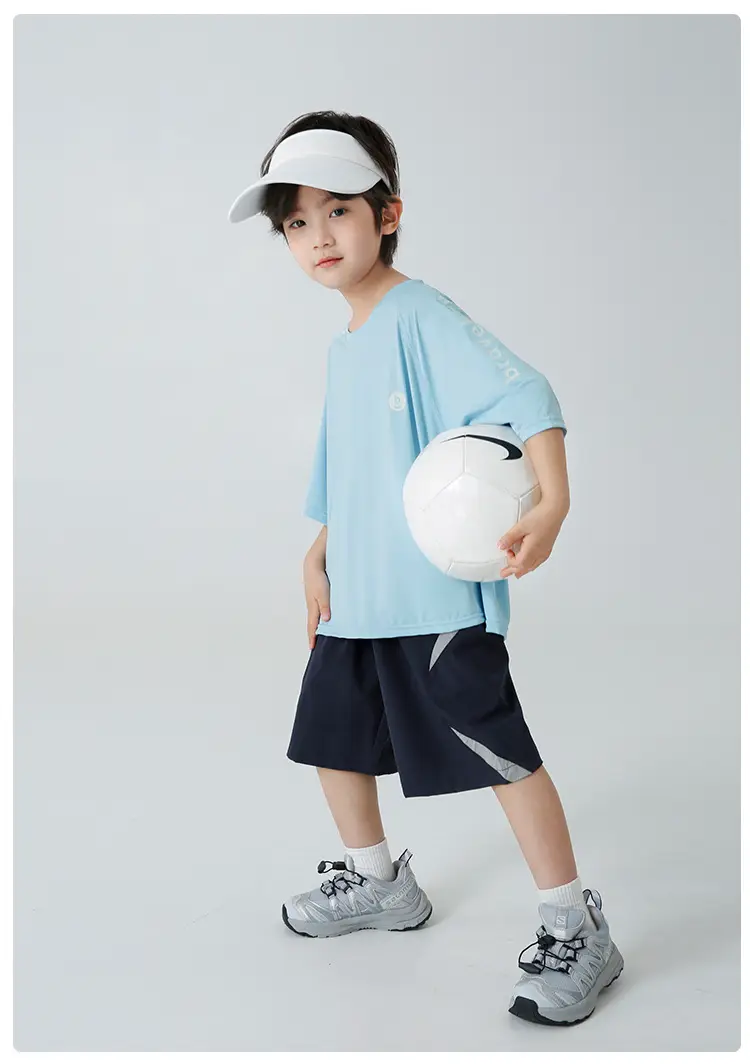 Boys Light Blue Quick-Dry T-Shirt Shorts Set Summer Wear — feature 12