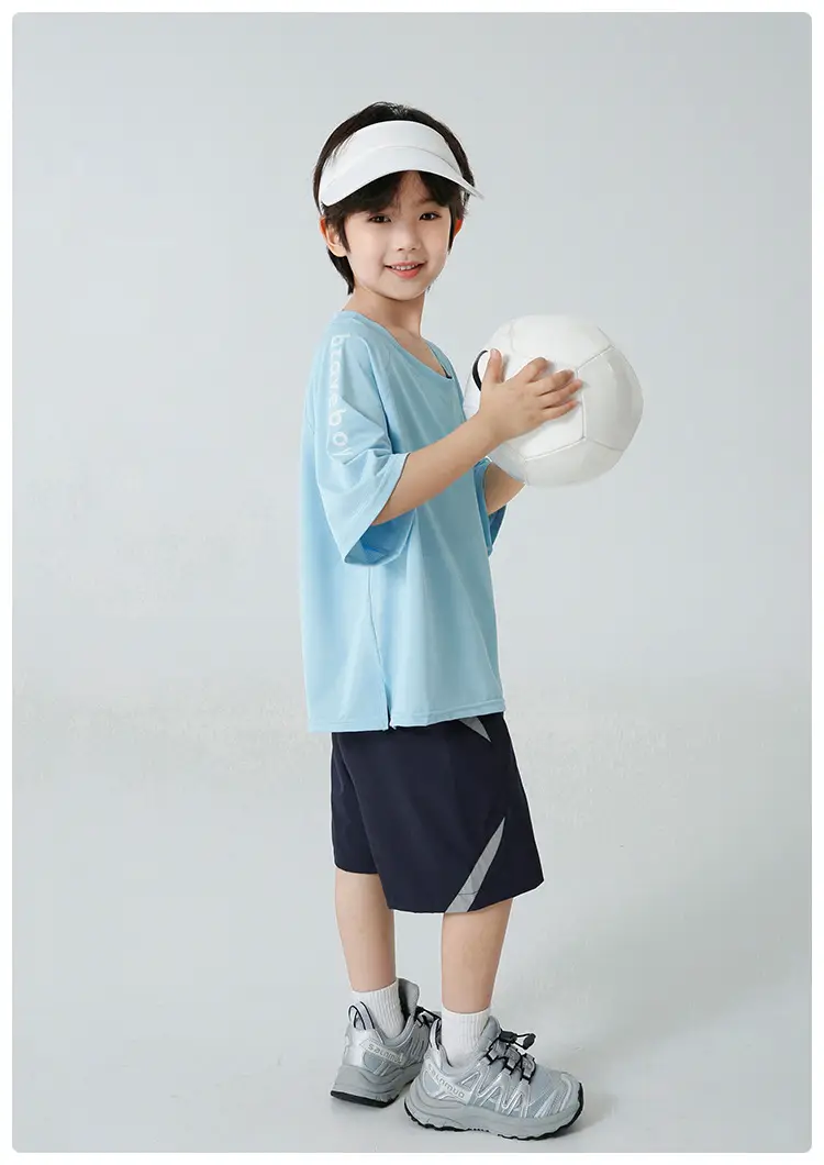 Boys Light Blue Quick-Dry T-Shirt Shorts Set Summer Wear — feature 13