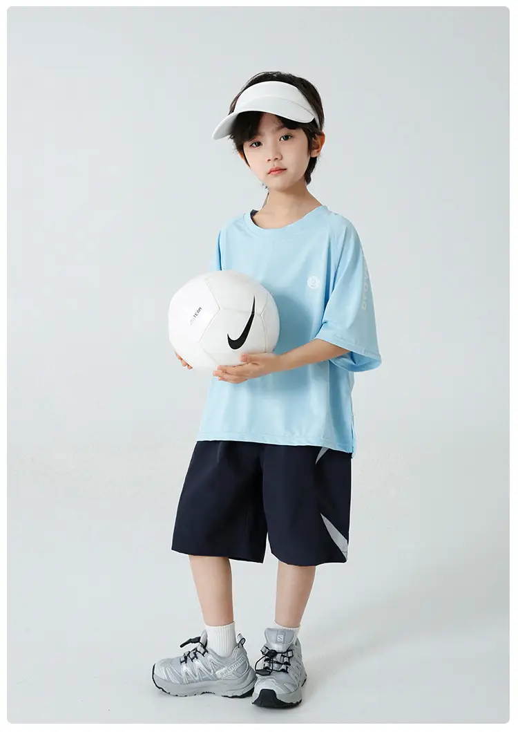 Boys Light Blue Quick-Dry T-Shirt Shorts Set Summer Wear — feature 14