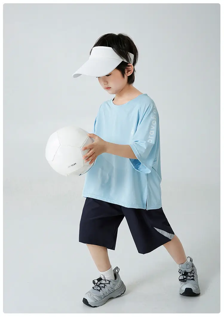 Boys Light Blue Quick-Dry T-Shirt Shorts Set Summer Wear — feature 15