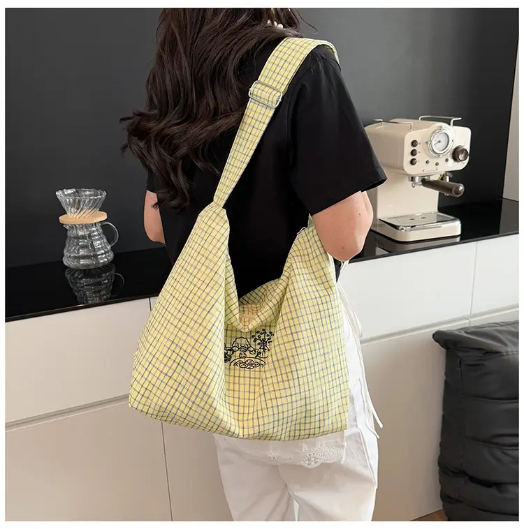 Blue Plaid Canvas Shoulder Bag for Women 2025 — feature 26