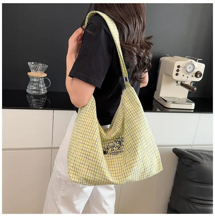 Blue Plaid Canvas Shoulder Bag for Women 2025 — feature 27