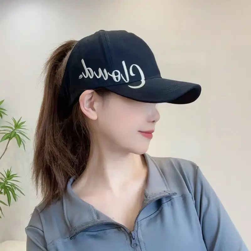 Women Embroidered Baseball Cap Wide Brim Face Slimming - Image 9