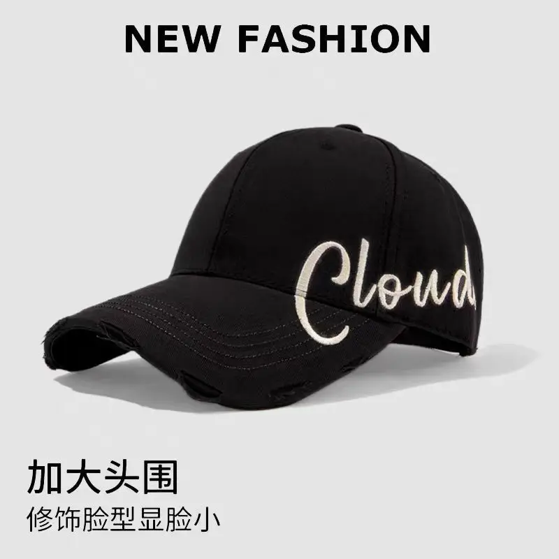 Women Embroidered Baseball Cap Wide Brim Face Slimming - Image 3