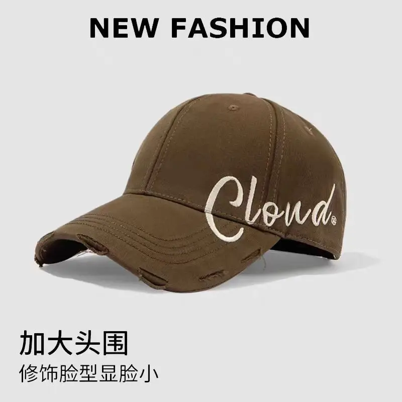 Women Embroidered Baseball Cap Wide Brim Face Slimming - Image 5