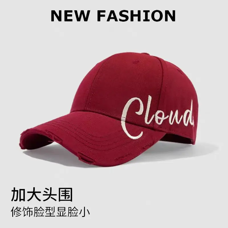 Women Embroidered Baseball Cap Wide Brim Face Slimming - Image 6
