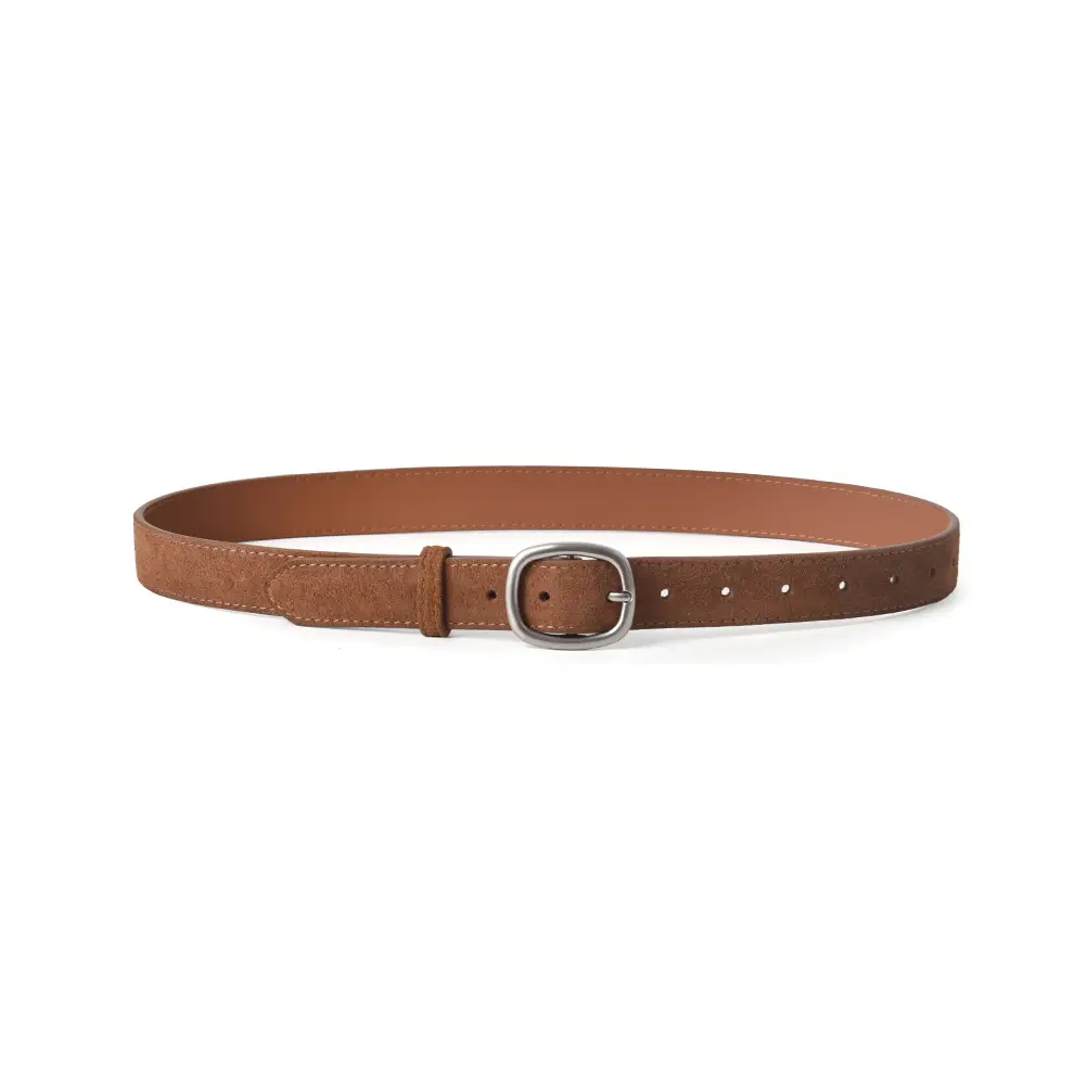Vintage Brown Leather Belt with Pin Buckle for Women - Image 9