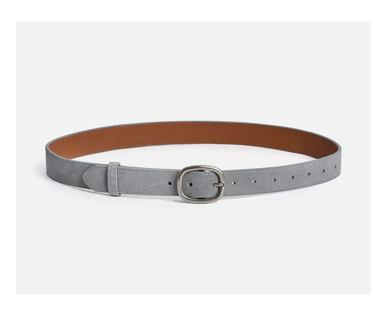 Vintage Brown Leather Belt with Pin Buckle for Women — feature 10