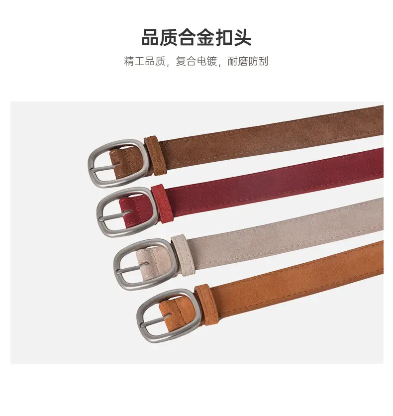 Vintage Brown Leather Belt with Pin Buckle for Women — feature 5