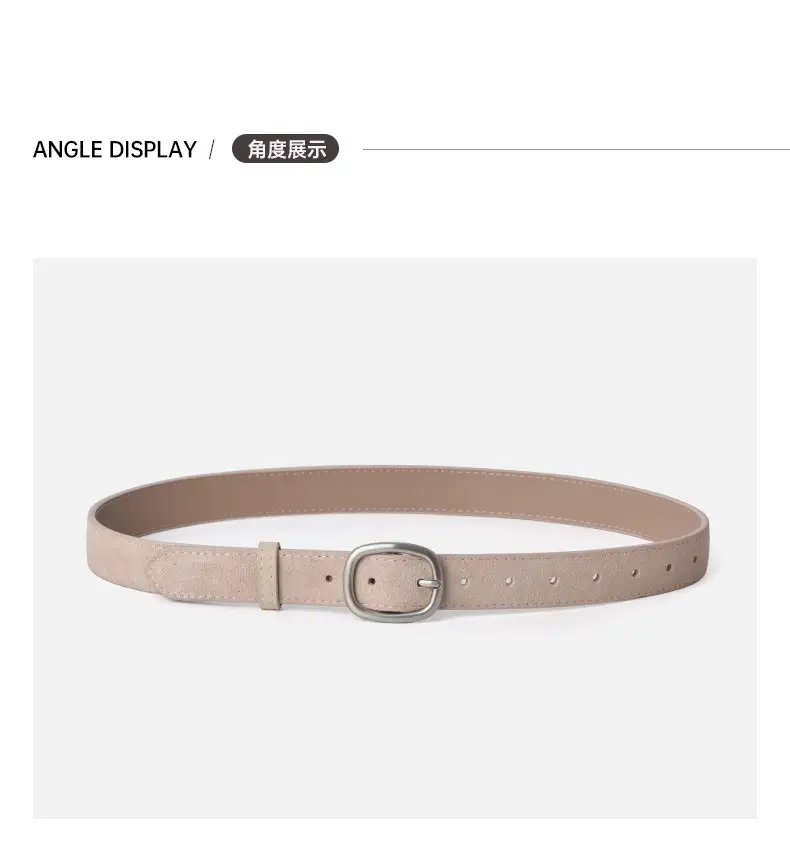 Vintage Brown Leather Belt with Pin Buckle for Women — feature 7