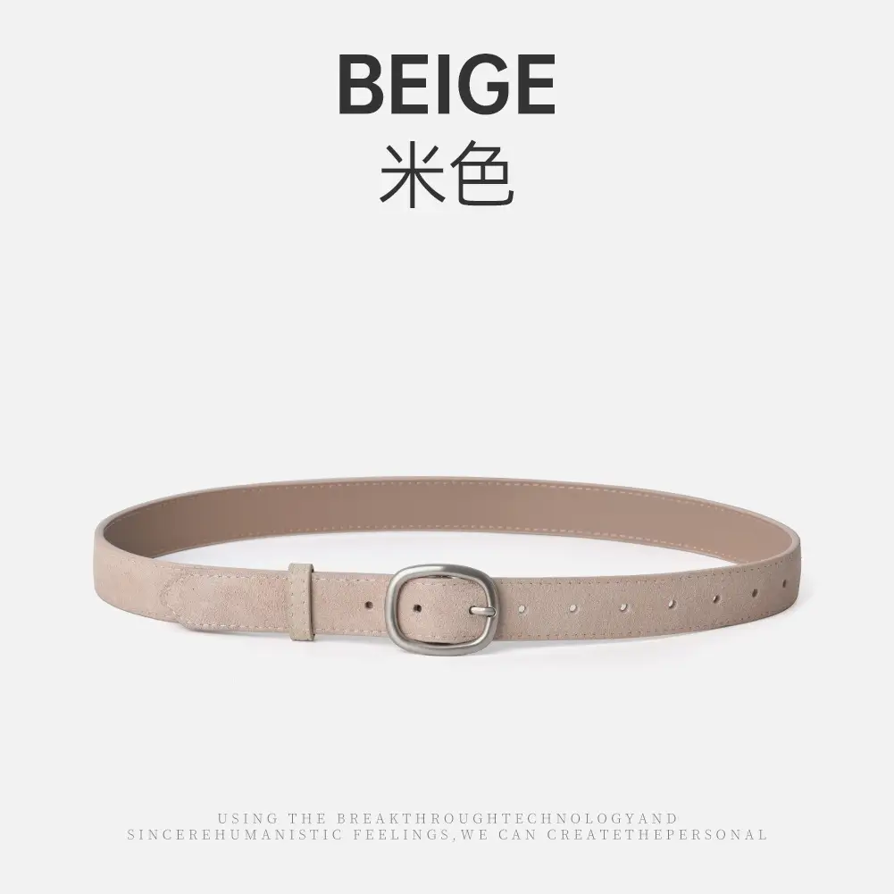 Vintage Brown Leather Belt with Pin Buckle for Women - Image 3