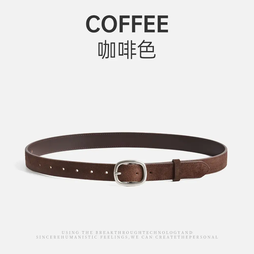 Vintage Brown Leather Belt with Pin Buckle for Women - Image 4