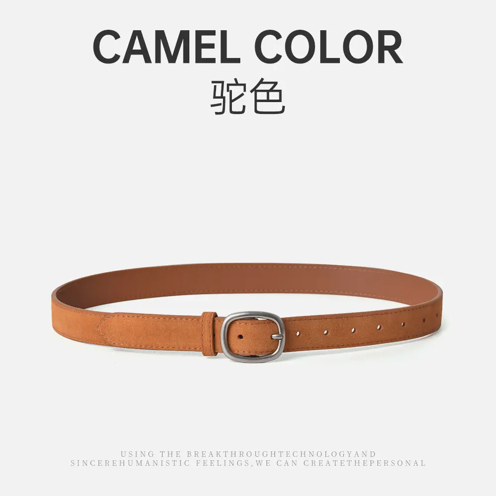 Vintage Brown Leather Belt with Pin Buckle for Women - Image 5