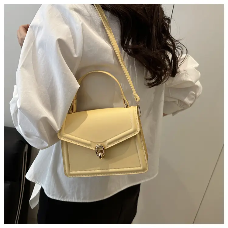 Women's Yellow Leather Shoulder Bag with Long Strap — feature 16