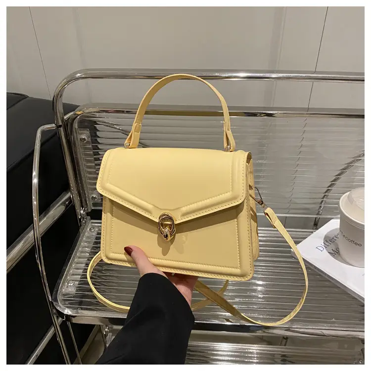 Women's Yellow Leather Shoulder Bag with Long Strap — feature 21