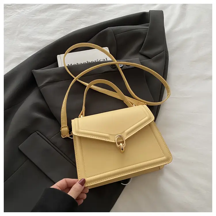 Women's Yellow Leather Shoulder Bag with Long Strap — feature 29