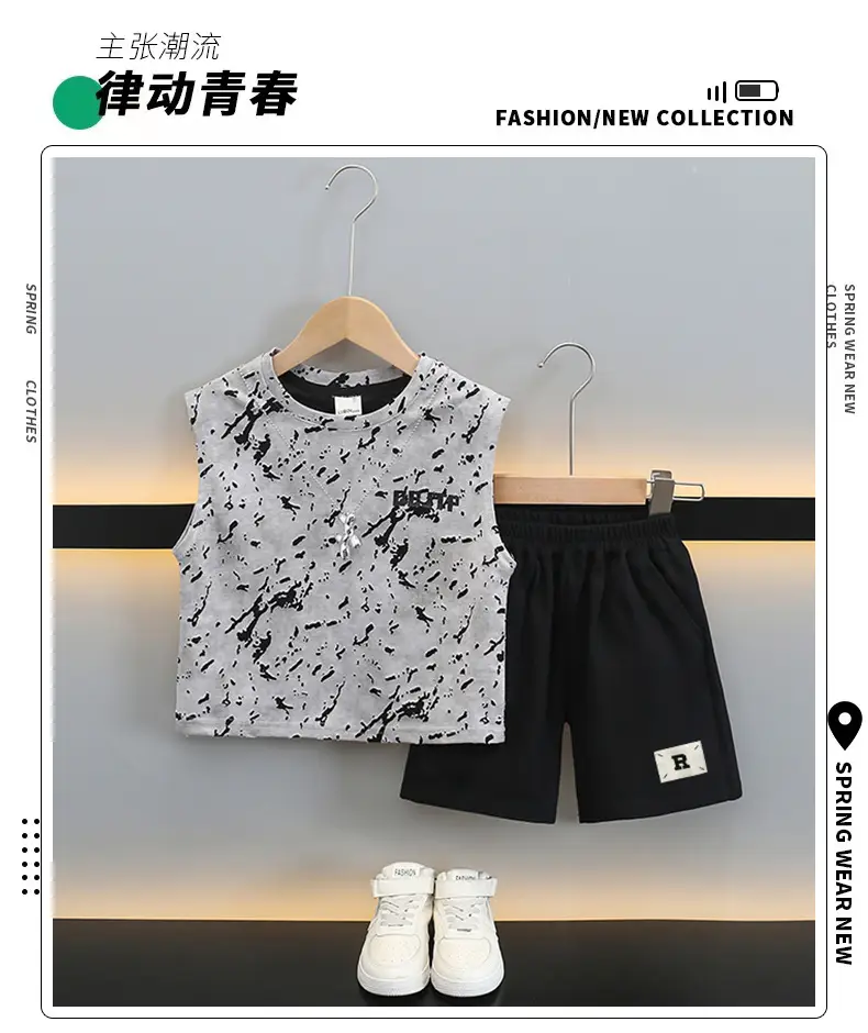 Boys Tie-Dye Sleeveless T-Shirt & Shorts Set 2025 — feature 1