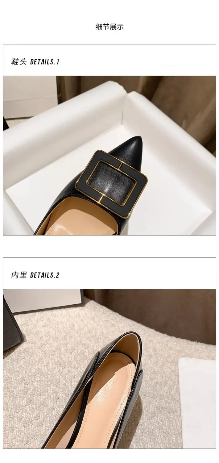 French-Style High Heels for Women, Stiletto Heels, 2026 New Style, Elegant Spring and Autumn Pointed Toe Square Buckle Work Shoes, Comfortable and Not Tiring for Feet — feature 3