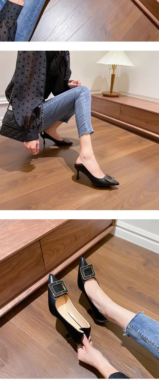 French-Style High Heels for Women, Stiletto Heels, 2026 New Style, Elegant Spring and Autumn Pointed Toe Square Buckle Work Shoes, Comfortable and Not Tiring for Feet — feature 5