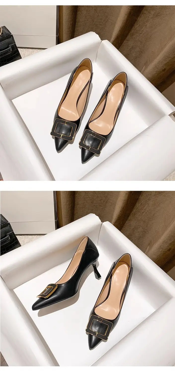 French-Style High Heels for Women, Stiletto Heels, 2026 New Style, Elegant Spring and Autumn Pointed Toe Square Buckle Work Shoes, Comfortable and Not Tiring for Feet — feature 6