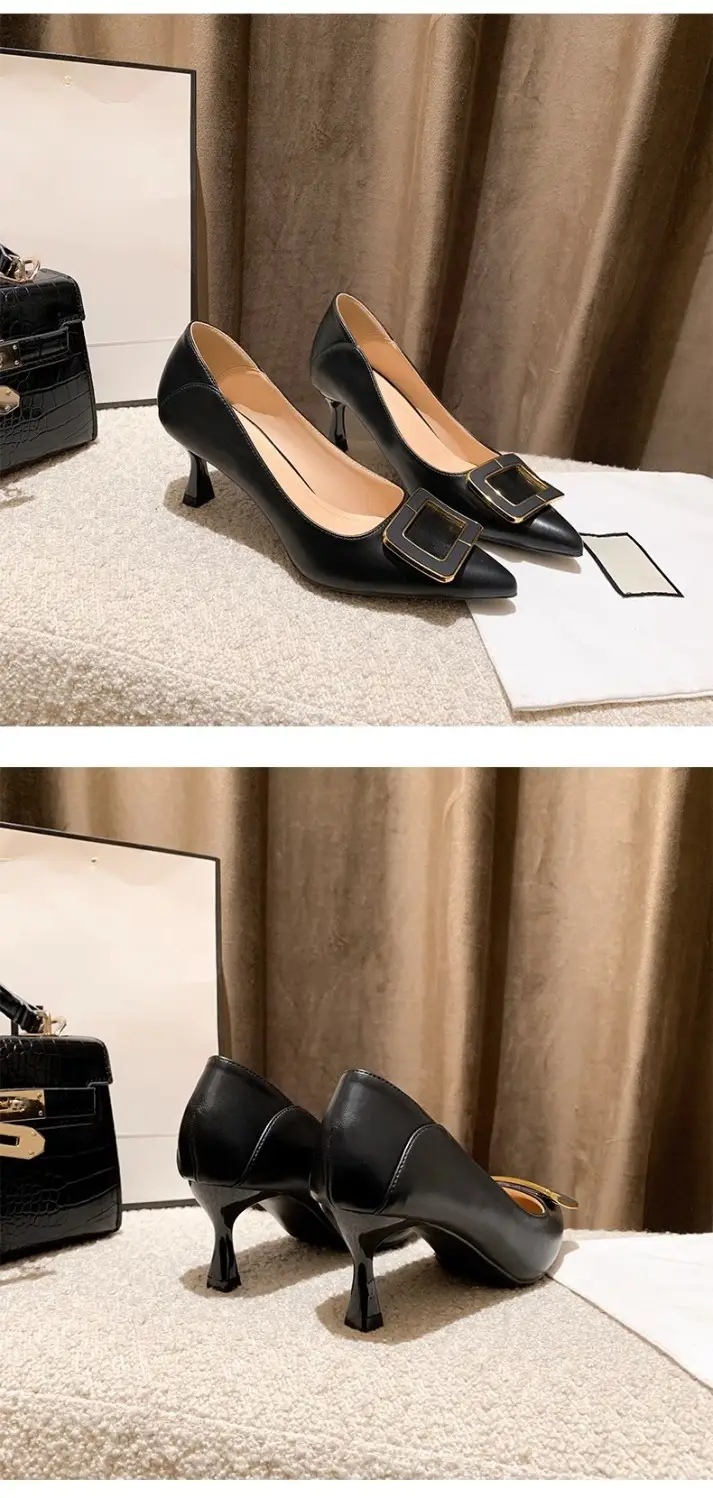 French-Style High Heels for Women, Stiletto Heels, 2026 New Style, Elegant Spring and Autumn Pointed Toe Square Buckle Work Shoes, Comfortable and Not Tiring for Feet — feature 7
