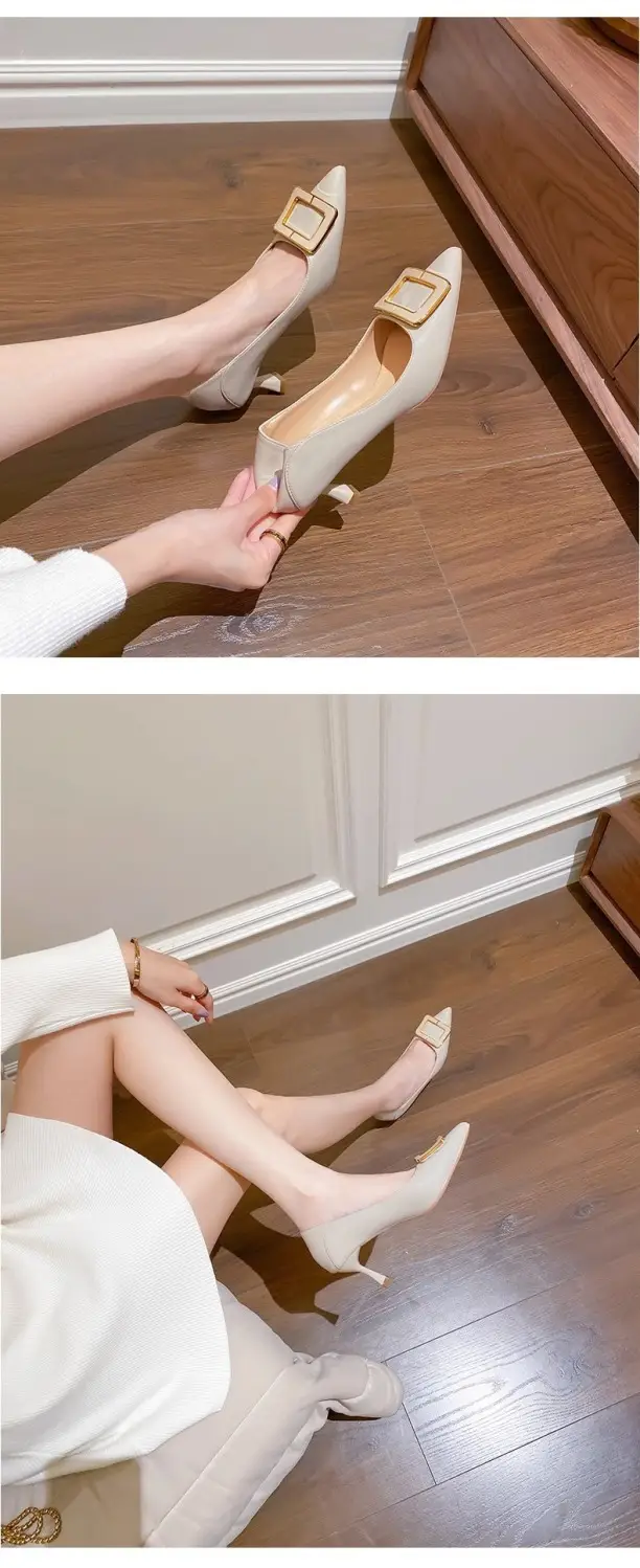 French-Style High Heels for Women, Stiletto Heels, 2026 New Style, Elegant Spring and Autumn Pointed Toe Square Buckle Work Shoes, Comfortable and Not Tiring for Feet — feature 8