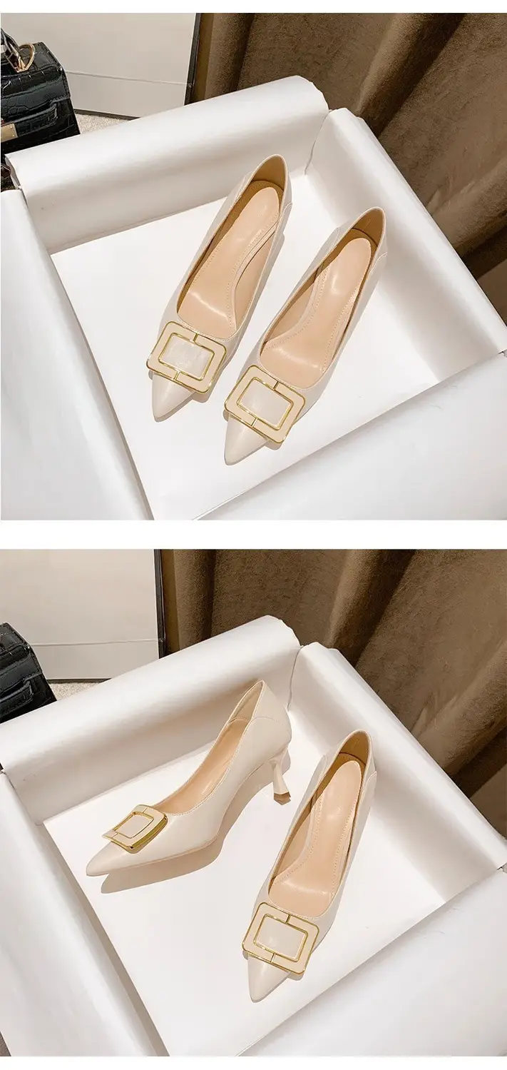 French-Style High Heels for Women, Stiletto Heels, 2026 New Style, Elegant Spring and Autumn Pointed Toe Square Buckle Work Shoes, Comfortable and Not Tiring for Feet — feature 9