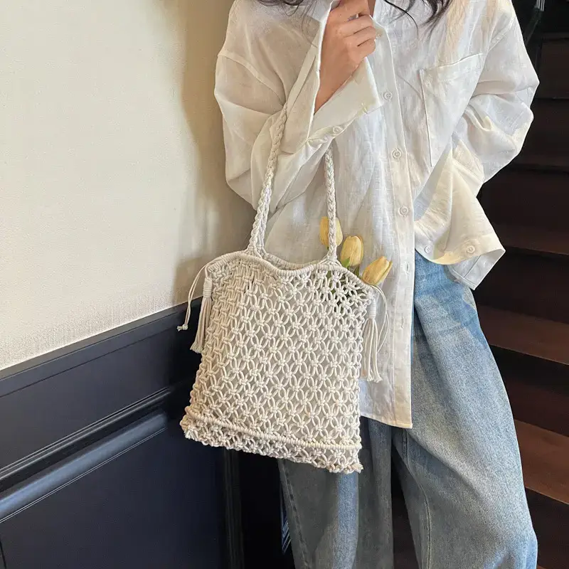 Women's Large Cut Out Knitted Shoulder Bag Summer 2025 - Image 5