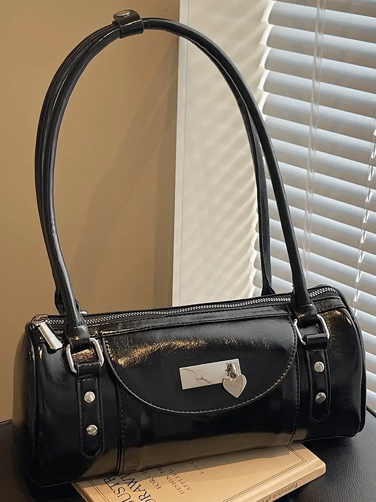 2025 Black Leather Shoulder Bag for Women - Image 5
