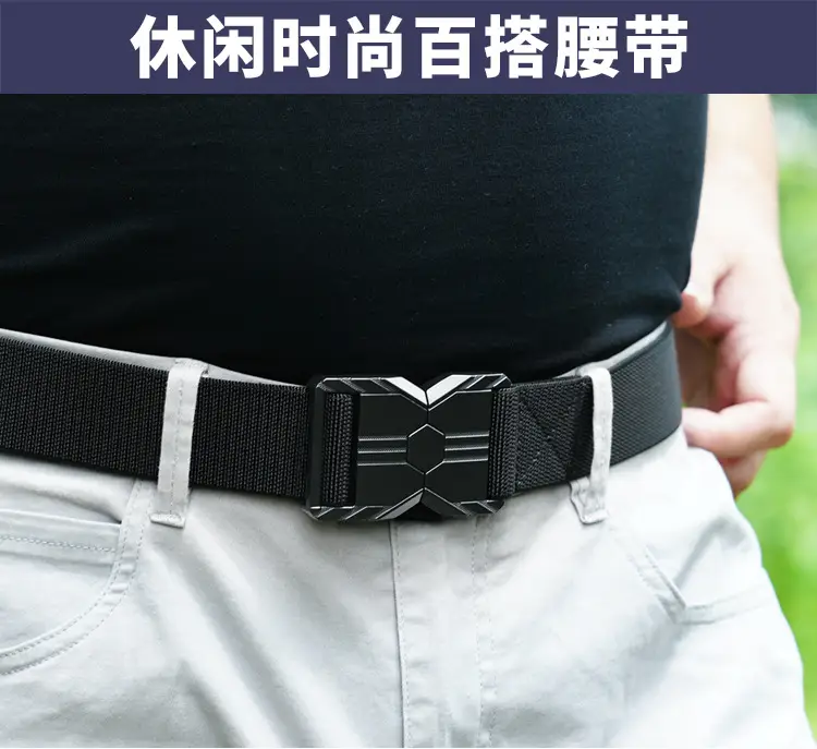 Tactical Black Canvas Belt with Buckle Card Color — feature 12