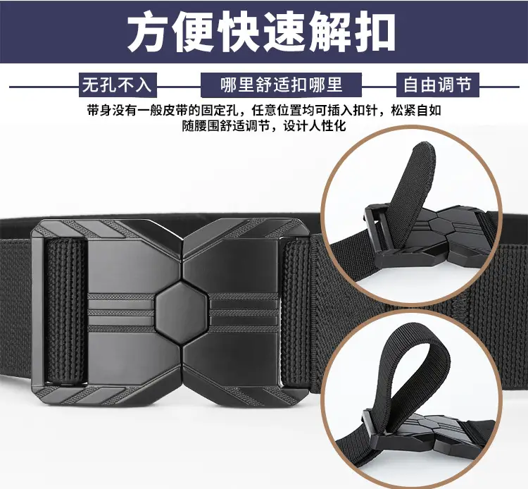 Tactical Black Canvas Belt with Buckle Card Color — feature 14