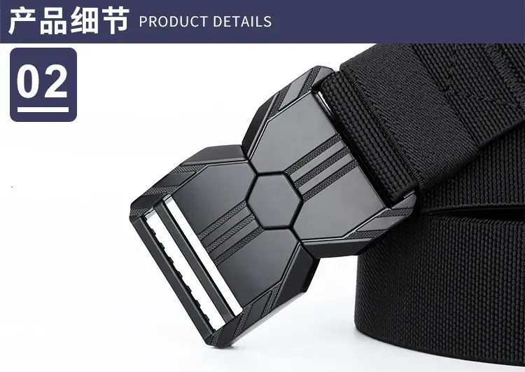 Tactical Black Canvas Belt with Buckle Card Color — feature 16