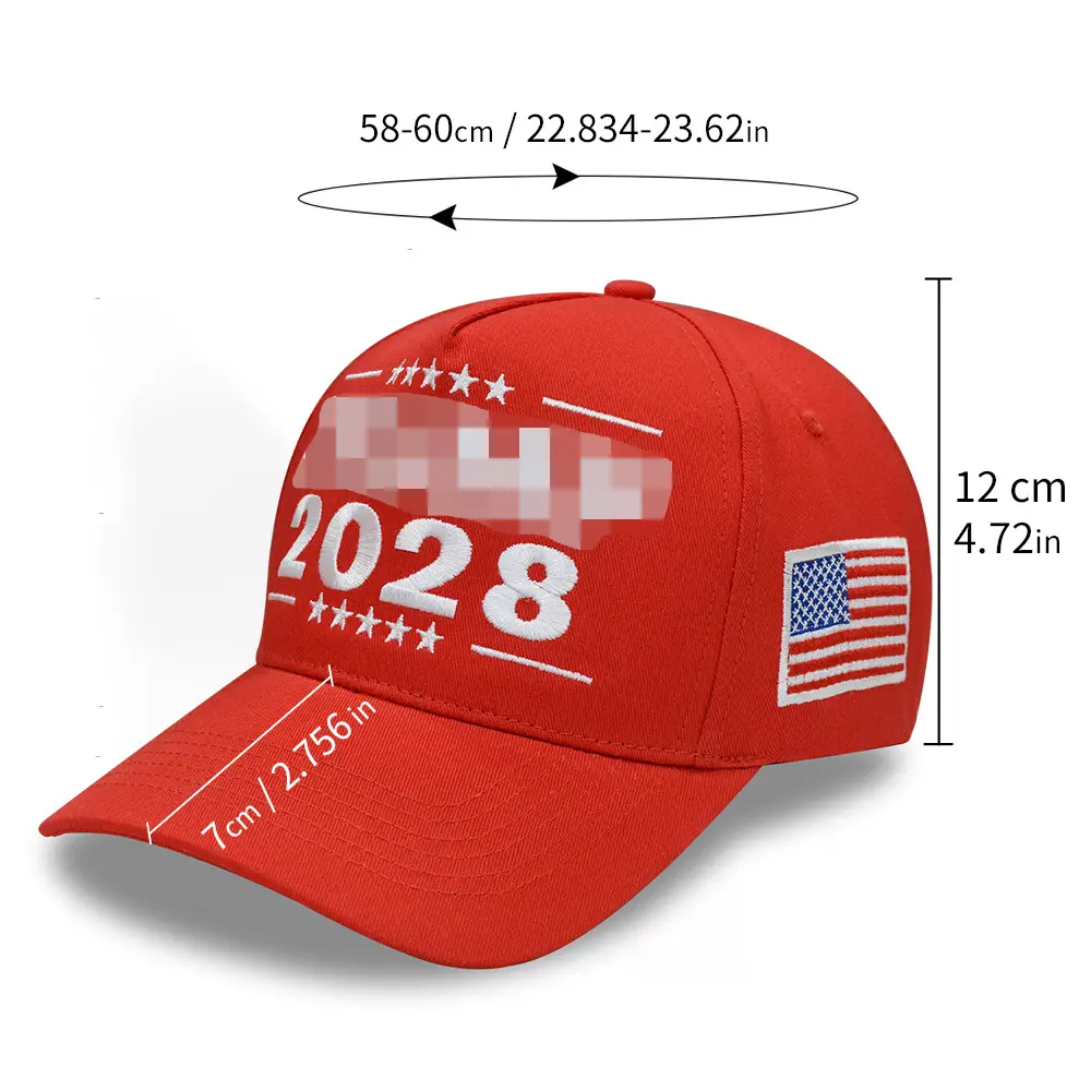 Red 2028 American Flag Baseball Cap — feature 4