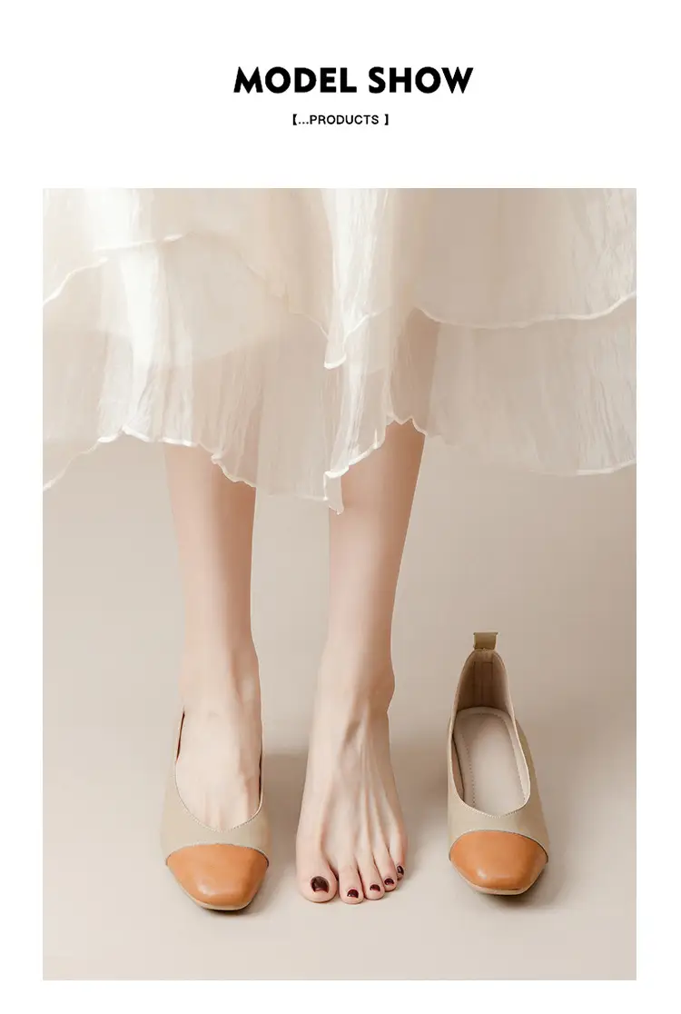 Simple women's shoes spring and autumn new shoes square toe thick heel shoes color matching four seasons commuting comfortable shallow mouth single shoes — feature 16