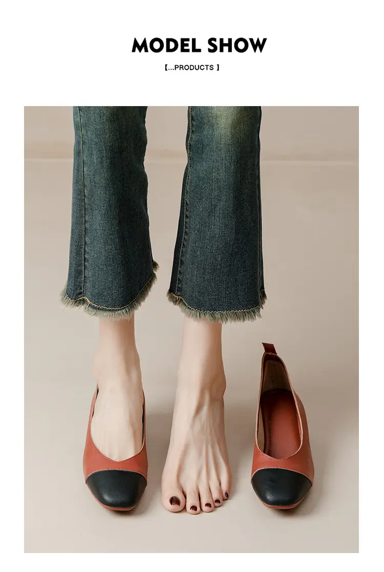 Simple women's shoes spring and autumn new shoes square toe thick heel shoes color matching four seasons commuting comfortable shallow mouth single shoes — feature 32