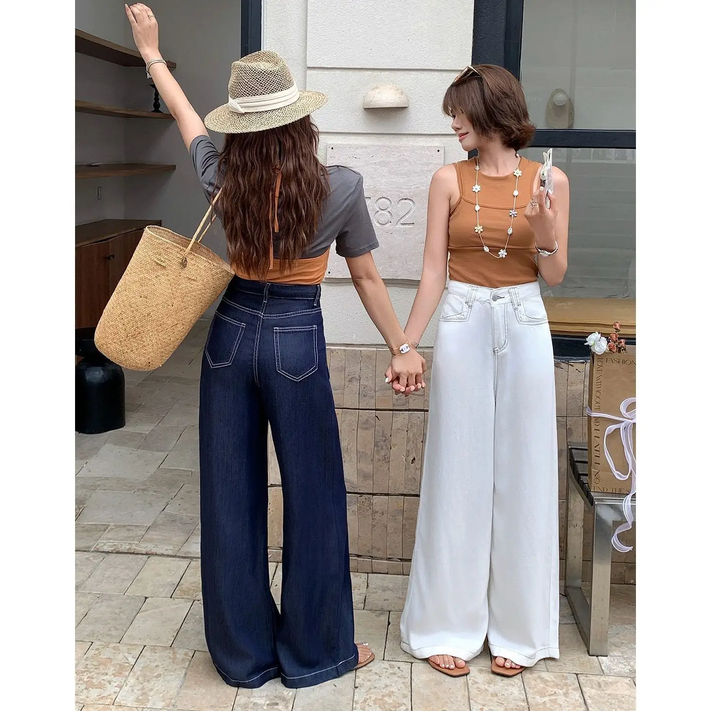 Vintage Wide Leg Jeans Dark Blue 2026