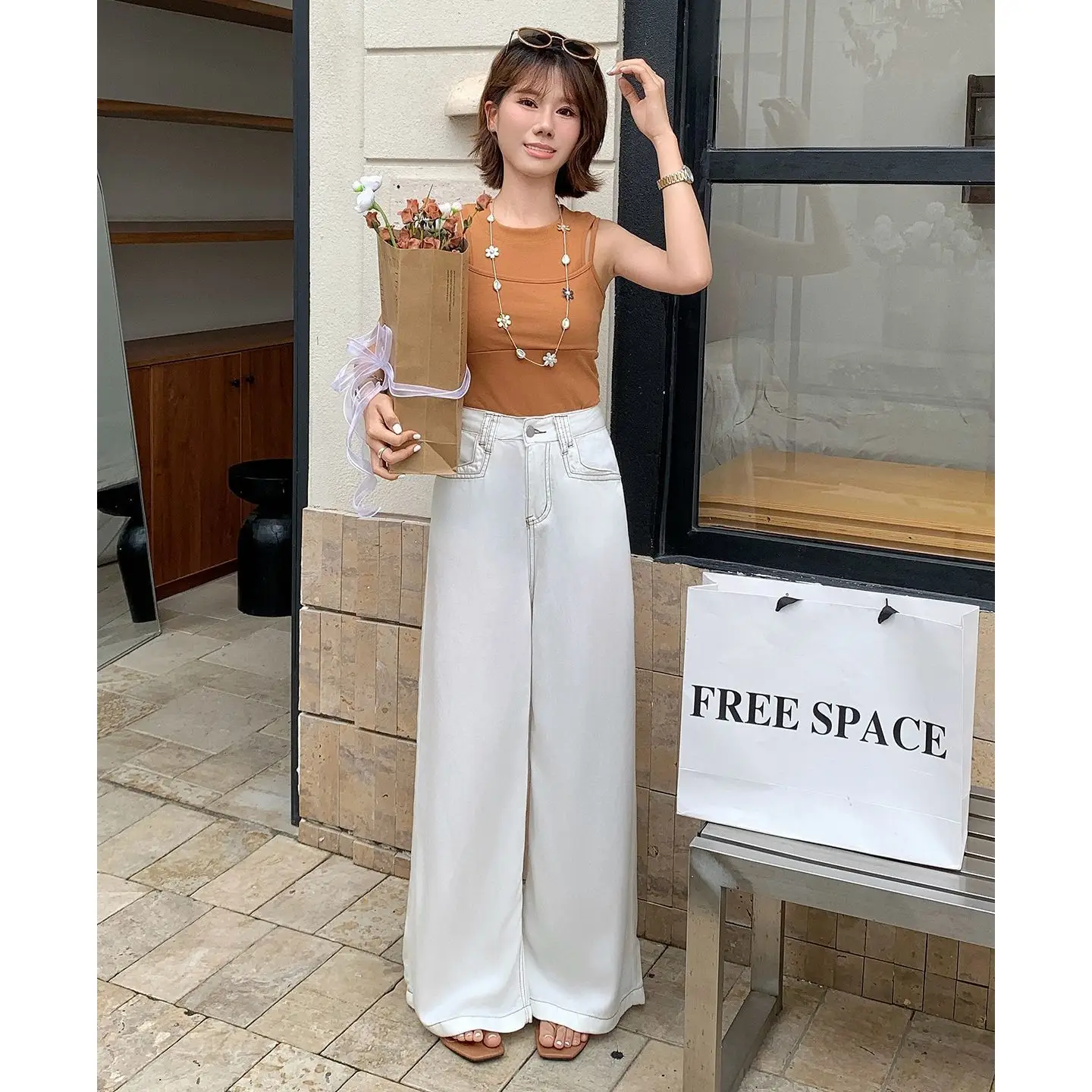 Vintage Wide Leg Jeans Dark Blue 2026