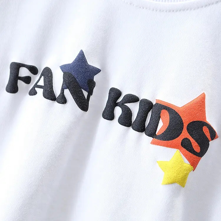 Boys 2025 Star Letter T-Shirt White Short Sleeve - Image 6