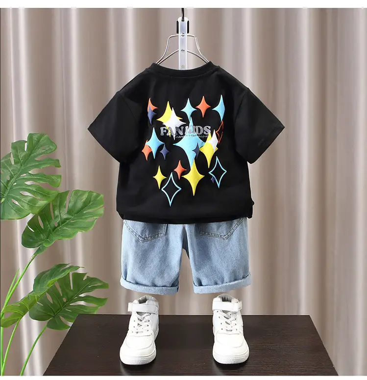 Boys 2025 Star Letter T-Shirt White Short Sleeve — feature 10