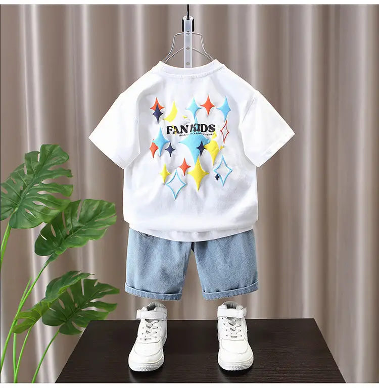 Boys 2025 Star Letter T-Shirt White Short Sleeve — feature 8