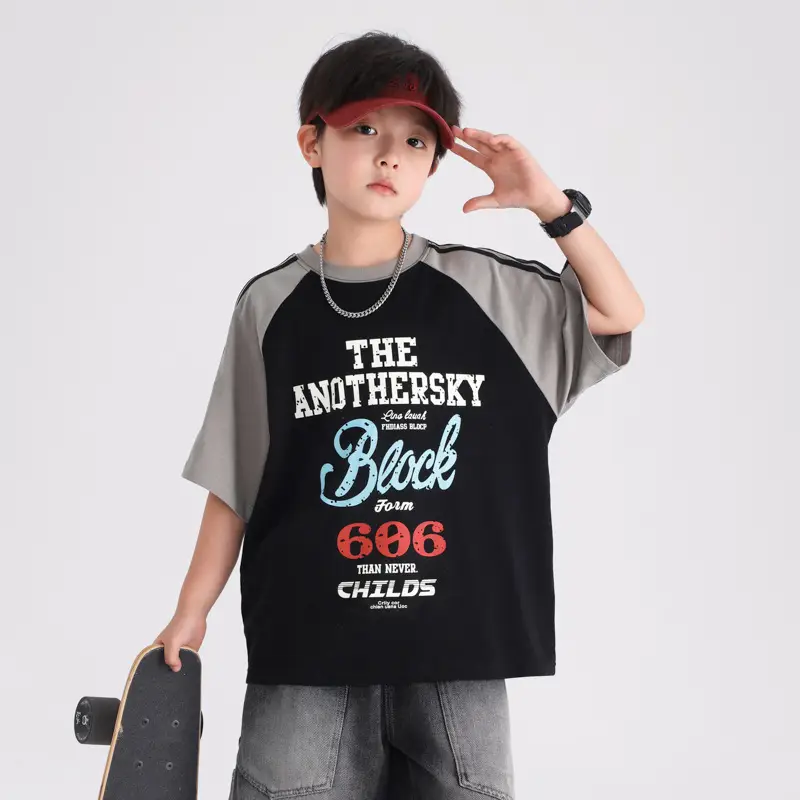 Boys Summer Cotton T-Shirt Brown Blue 2026 - Image 5